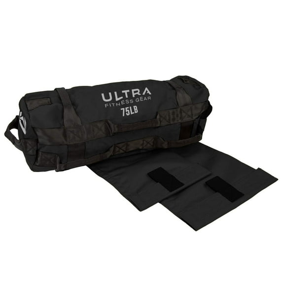 Ultra Fitness Workout Exercise Sandbags - Heavy Duty Sand-Bag, Functional Strength Training, Dynamic Load Exercises, WODs, General Fitness and Military Conditioning (Medium 25-75lbs, Black)