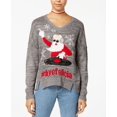 thumbnail image 1 of Ultra Flirt By Ikeddi Juniors Bye Felicia Ugly Holiday Sweater Heather Charcoal XS, 1 of 1