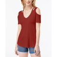 thumbnail image 1 of Ultra Flirt By Ikeddi Juniors Cold Shoulder Top Rust XS, 1 of 1