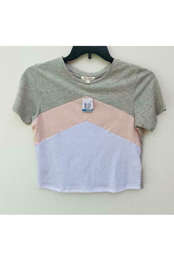 By Ikeddi Juniors Colorblocked Chevron Stripe T-Shirt Pink Stripe M