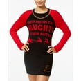 thumbnail image 1 of Ultra Flirt By Ikeddi Juniors Distressed Holiday Sweater Dress Black Red XS, 1 of 1