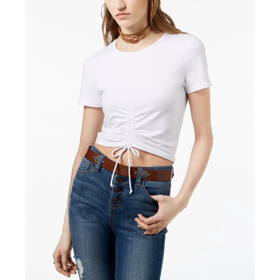 Ultra Flirt By Ikeddi Juniors Ruched Crop Top Ivory XL