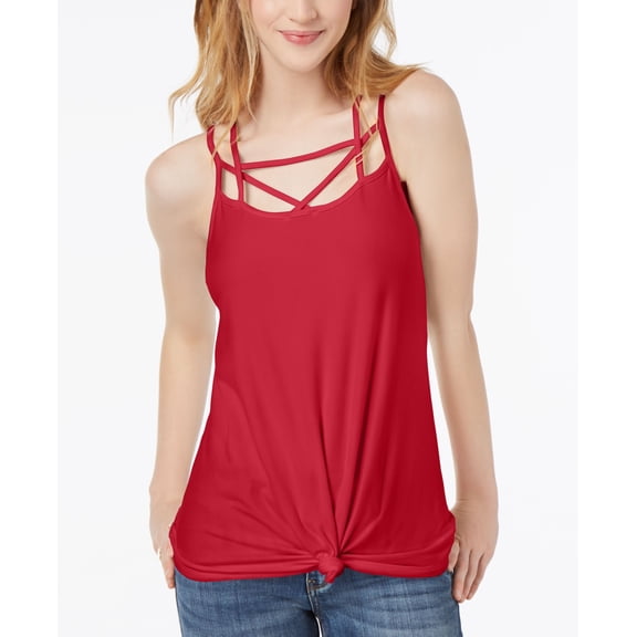 Ultra Flirt By Ikeddi Juniors Strappy Twist Front Tank Top Red XL