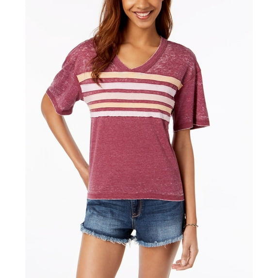 Ultra Flirt By Ikeddi Juniors Striped Football T-Shirt43 Maroon XS