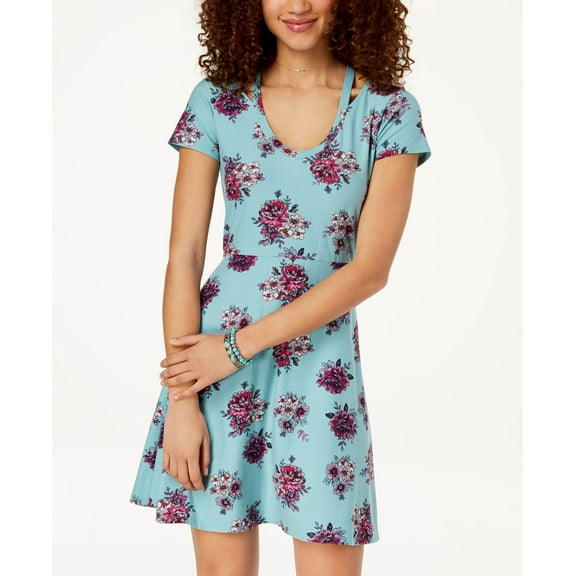 Ultra Flirt Juniors Cold Collar Skater Dress Coloring Book Floral XS