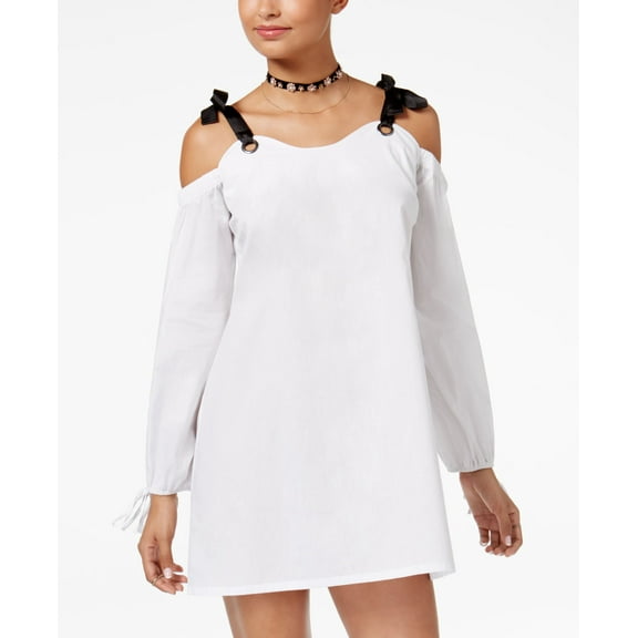 Ultra Flirt Juniors Cold Shoulder Shift Dress White M