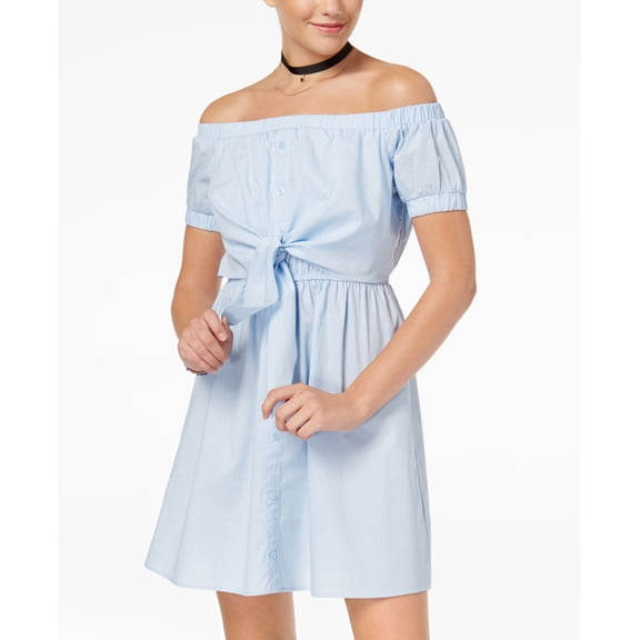 Ultra Flirt Juniors Cotton Off The Shoulder Fit Flare Dress Skyway L