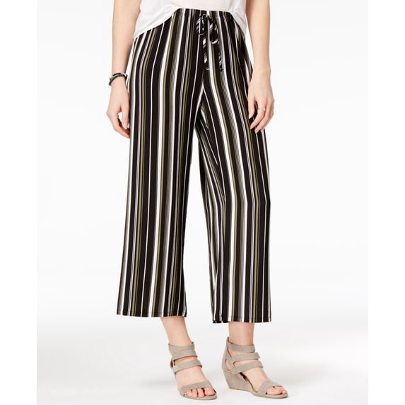 Ultra Flirt Juniors Cropped Wide Leg Pants Black Deep Liche M