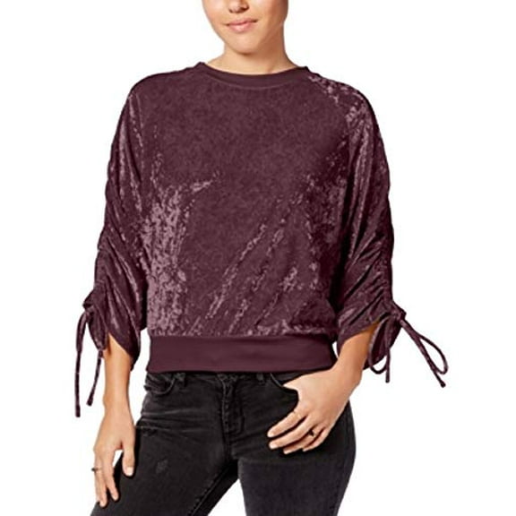 Ultra Flirt Juniors' Crushed Velvet Sweatshirt (Eggplant, M)