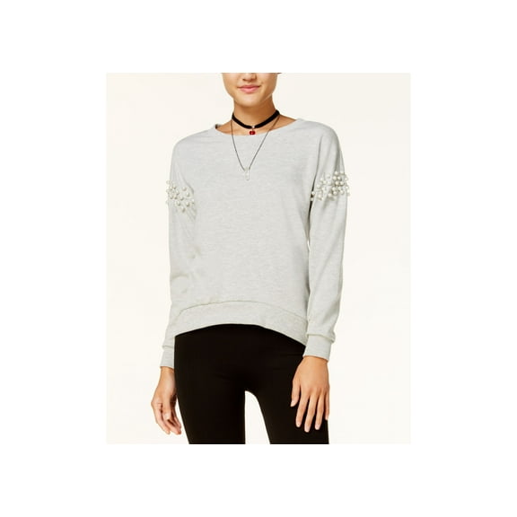 Ultra Flirt Juniors' Embellished Sweatshirt (Grey, L)