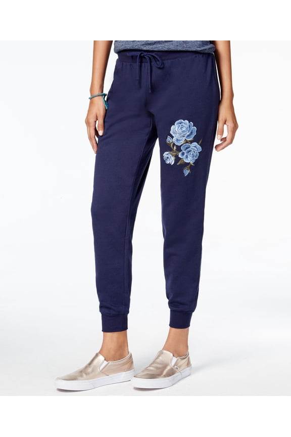 Juniors Embroidered Jogger Pants Navy S