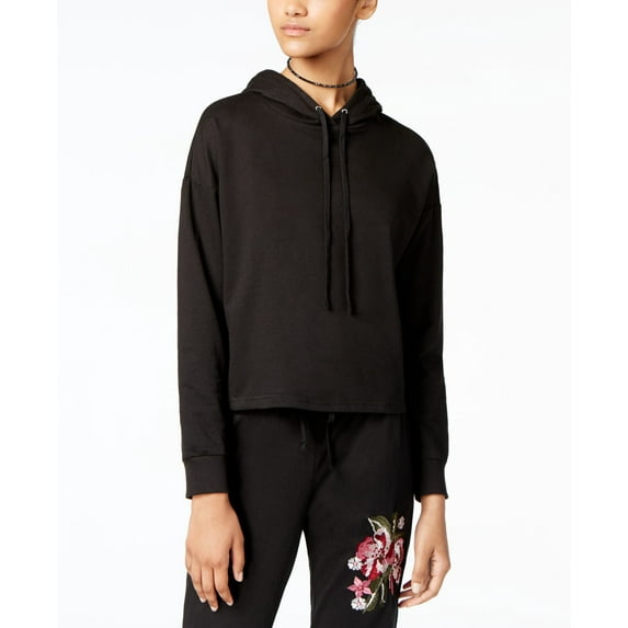 Ultra Flirt Juniors Embroidered Pullover Hoodie Black S