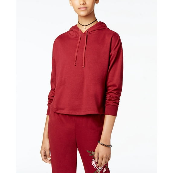Ultra Flirt Juniors Embroidered Pullover Hoodie Cabernet XS