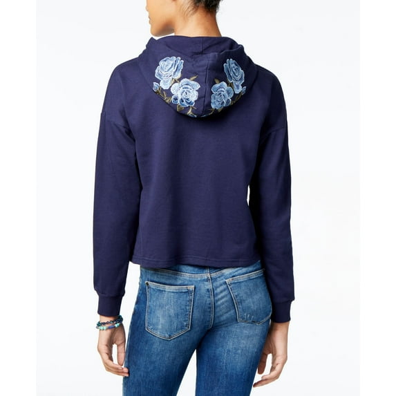 Ultra Flirt Juniors Embroidered Pullover Hoodie Dark Navy XL