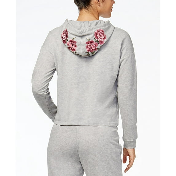 Ultra Flirt Juniors Embroidered Pullover Hoodie Heather Grey L