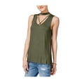 thumbnail image 1 of Ultra Flirt Juniors Gigi Crisscross Tunic Tank Top Olive S, 1 of 1