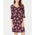 thumbnail image 1 of Ultra Flirt Juniors Keyhole Printed Bell Sleeve Dress Wildflower XL, 1 of 1