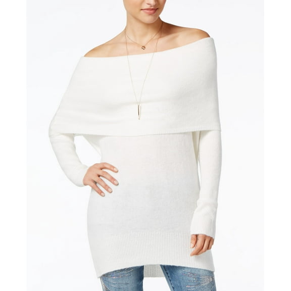 Ultra Flirt Juniors Marilyn Off The Shoulder Tunic Sweater Ivory L