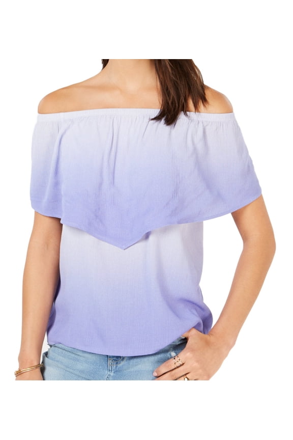 Juniors Off The Shoulder Flounce Top Persian Jewel Ombre S