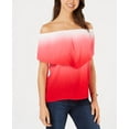 thumbnail image 1 of Ultra Flirt Juniors Off The Shoulder Flounce Top Red Ombre M, 1 of 2