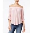 thumbnail image 1 of Ultra Flirt Juniors Off The Shoulder Roll Tab Top Blush M, 1 of 1
