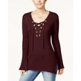 thumbnail image 1 of Ultra Flirt Juniors Ribbed Bell Sleeve Sweater Cabernet XS, 1 of 1