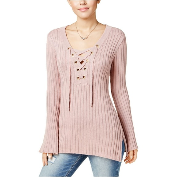 Ultra Flirt Juniors Ribbed Bell Sleeve Sweater Evening Pink Sand S