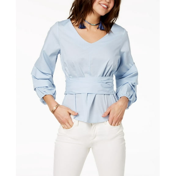 Ultra Flirt Juniors Ruffle Sleeved Tie Front Blouse Skyway M