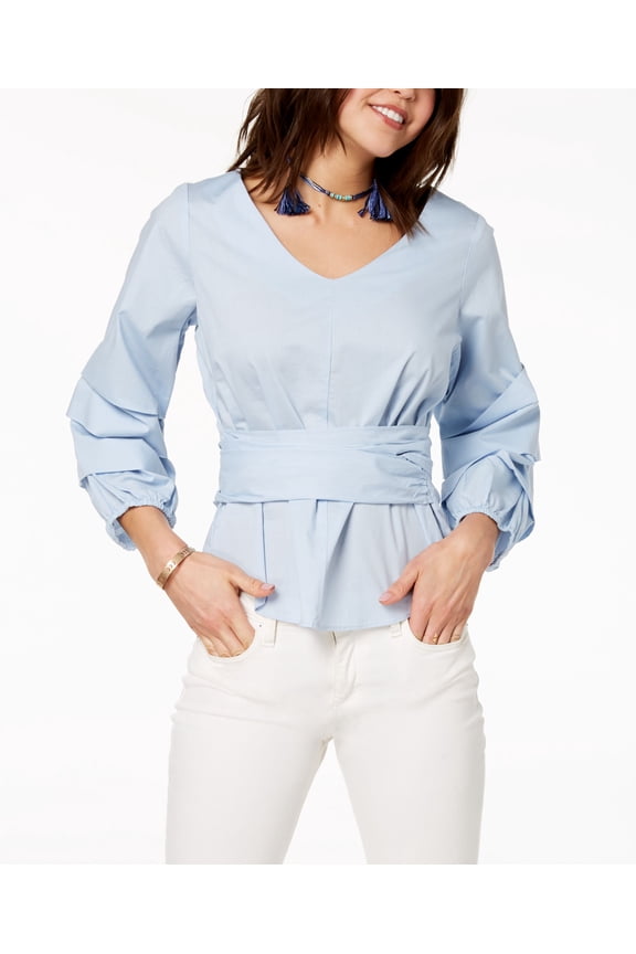 Juniors Ruffle Sleeved Tie Front Blouse Skyway M