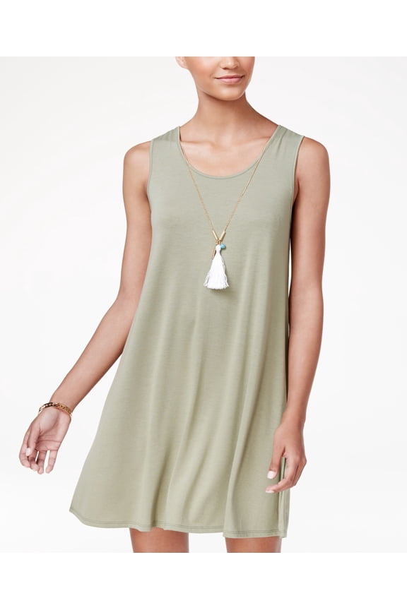Juniors Strappy Back Necklace Dress Green M