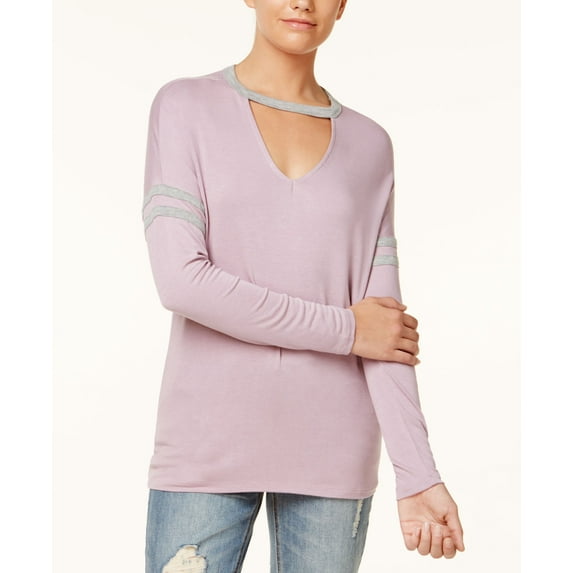 Ultra Flirt Juniors Striped Choker Top Sea Fogheather Grey XS