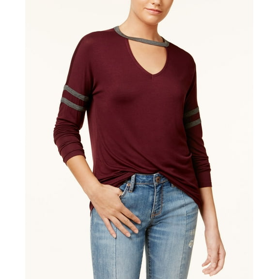 Ultra Flirt Juniors Striped Choker Top Winetastingcharcoal L