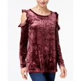 thumbnail image 1 of Ultra Flirt Juniors Velvet Cold Shoulder Top Winetasting XS, 1 of 1