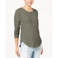 thumbnail image 1 of Ultra Flirt Juniors Waffle Knit High Low Top Vetiver XL, 1 of 1