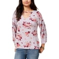 thumbnail image 1 of Ultra Flirt Womens Bubble Sleeve Keyhole Casual Top, 1 of 1