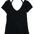 thumbnail image 1 of Ultra Flirt Womens Open-Back Basic T-Shirt, Black, Juniors, Small, 1 of 3