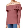 thumbnail image 1 of Ultra Flirt Womens LS Knit Blouse, Pink, Juniors, Medium, 1 of 1