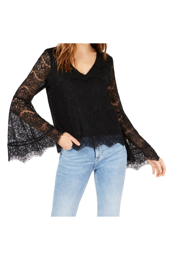 Womens Lace Pullover Blouse, Black, Juniors, Small
