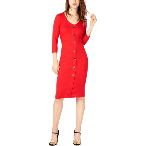 Ultra Flirt Womens Ribbed Knee-Length Bodycon Dress