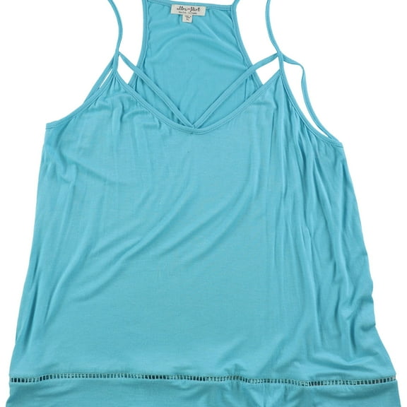 Ultra Flirt Womens Solid Tank Top, Blue, Juniors, Medium