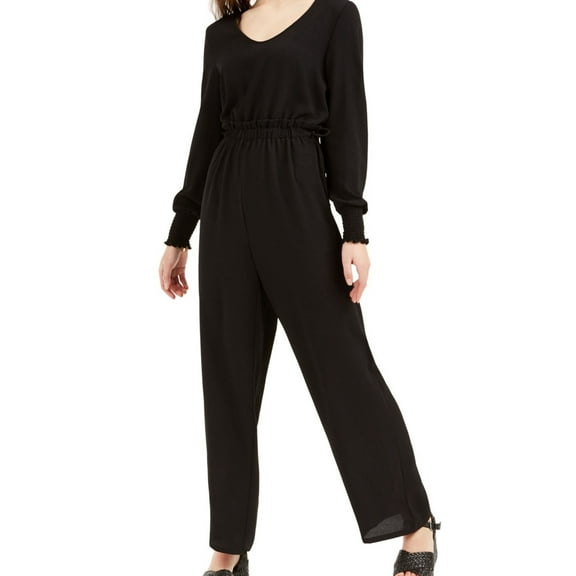 Ultra Flirt Womens Textured Jumpsuit, Black, Medium