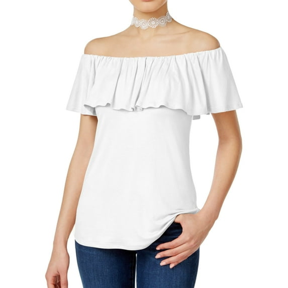 Ultra Flirt Womens Three Way Convertible Kimono Top Blouse, White, Juniors, Medium