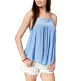 thumbnail image 1 of Ultra Flirt by Ikeddi Embroidered Smocked Tank Top Juniors XS Blue MSRP $26, 1 of 1
