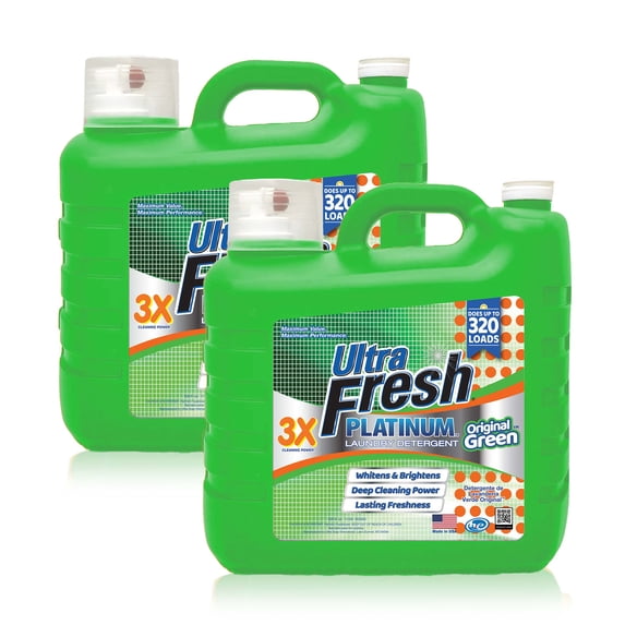Ultra Fresh 2 Pack 3X Platinum Liquid Laundry Detergent up to 320 Loads, Original Green