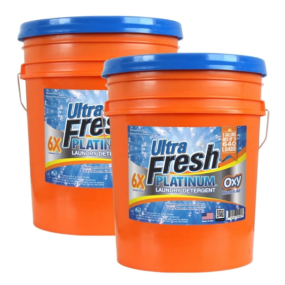 Ultra Fresh 2 Pack 6X Platinum Laundry Detergent, Up to 640 Loads, Bleach Alt, 5 Gallon