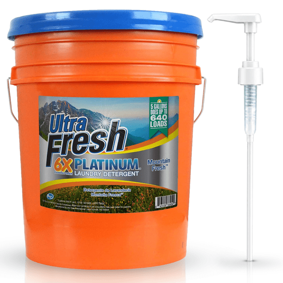 Ultra Fresh 6X Platinum 5 Gal Laundry Detergent Liquid, Mountain Fresh