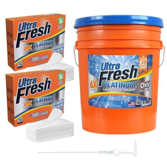 Ultra Fresh 6X Platinum Laundry Detergent & 2 Pack Platinum 6X Laundry Sheets