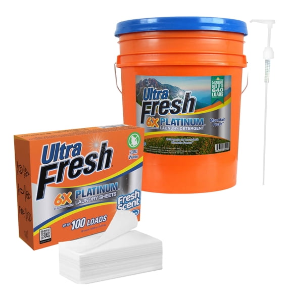 Ultra Fresh 6X Platinum Laundry Detergent, Mountain Fresh & Platinum 6X Laundry Sheets