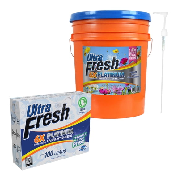 Ultra Fresh 6X Platinum Detergent, Spring Fresh & Platinum 6X Laundry Sheets, Scent Free