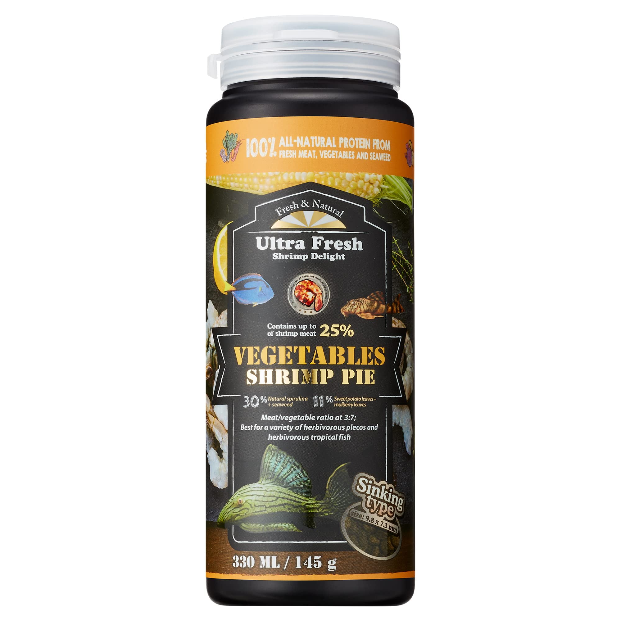 Ultra Fresh Algae Wafers Pleco Food, Spirulina & Algae, Sword Prawns, Balanced Diet, Color